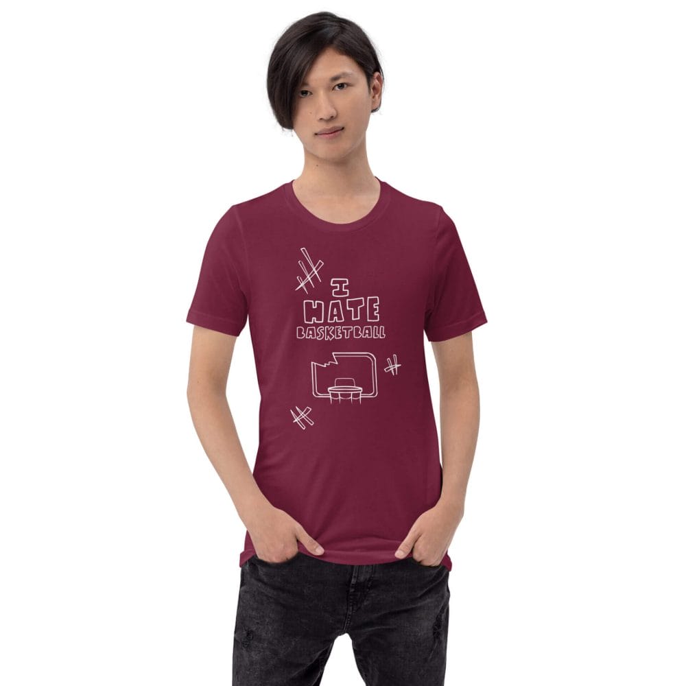Woke Millennial Clothing Co unisex staple t shirt maroon front 6377cd036df40